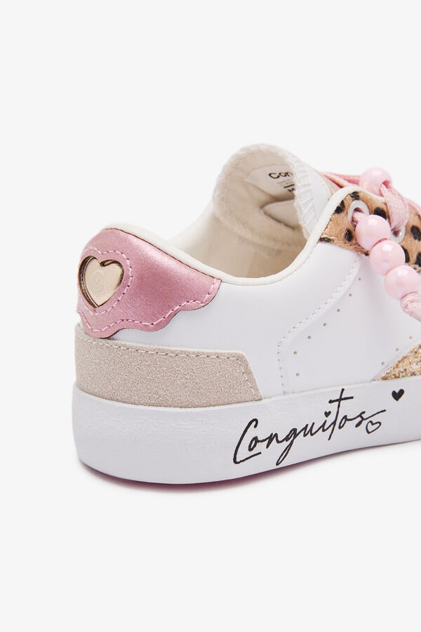 Conguitos Zapatillas estampado glitter glow blanco