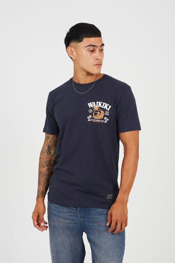 Brave Soul Printed short sleeve T-shirt blue