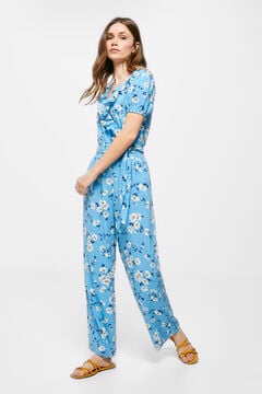 Springfield Long Jumpsuit with Ruffled Neckline violet