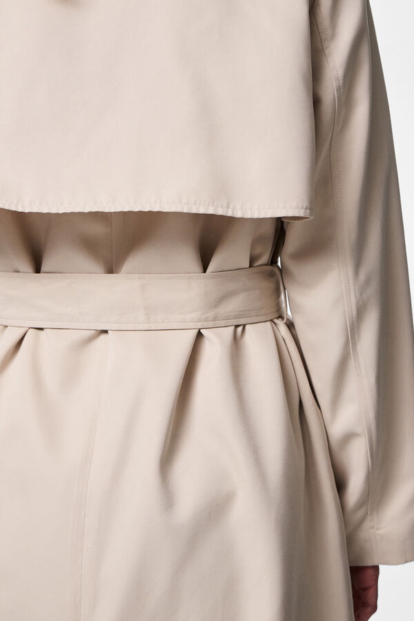 Pieces Long trench coat with belt grey