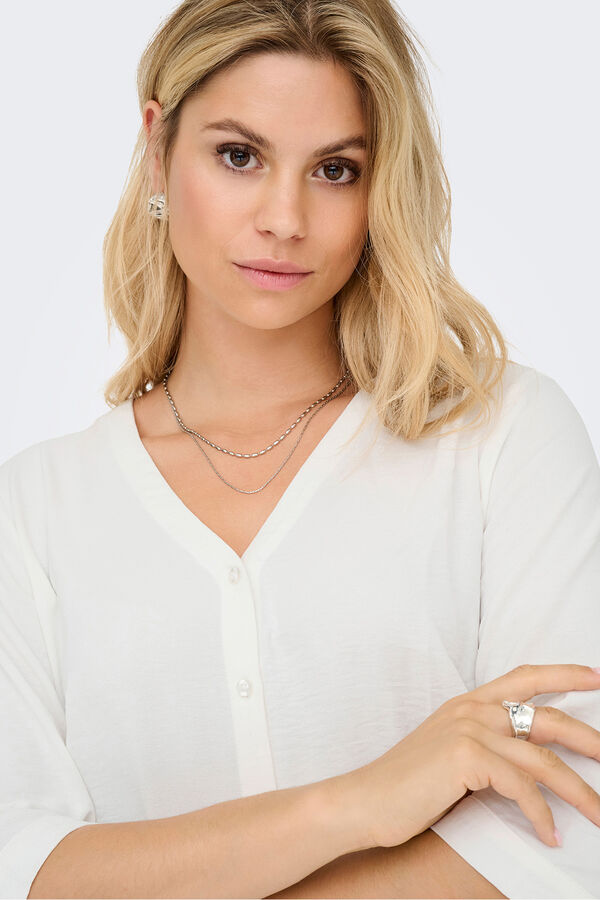 JDY 3/4 short sleeve shirt white