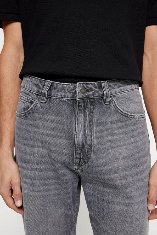 Springfield Jeans straight pretas muito lavadas cinza