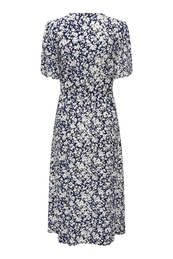 Only Vestido midi manga corta azul