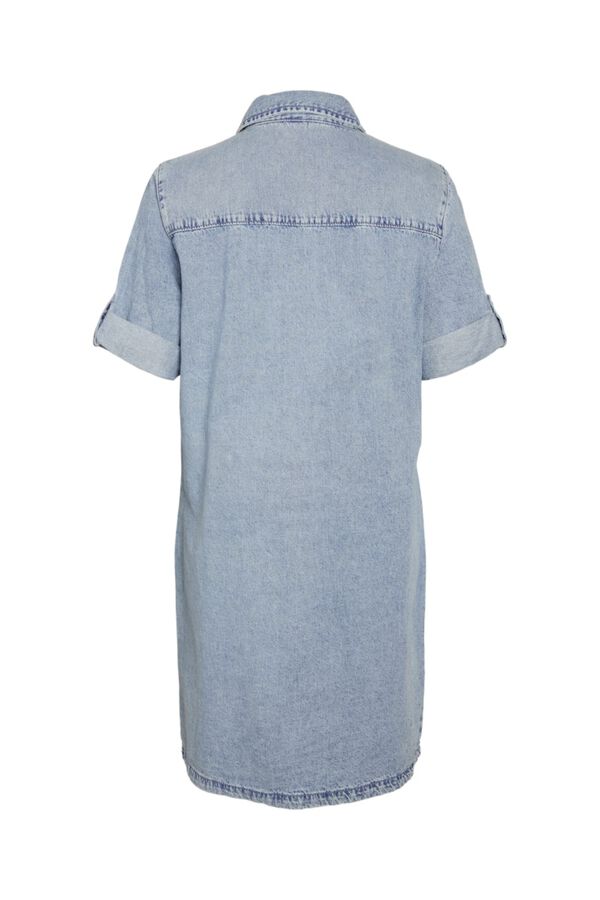 Noisy May Denim short sleeve collared front pocket dress blue