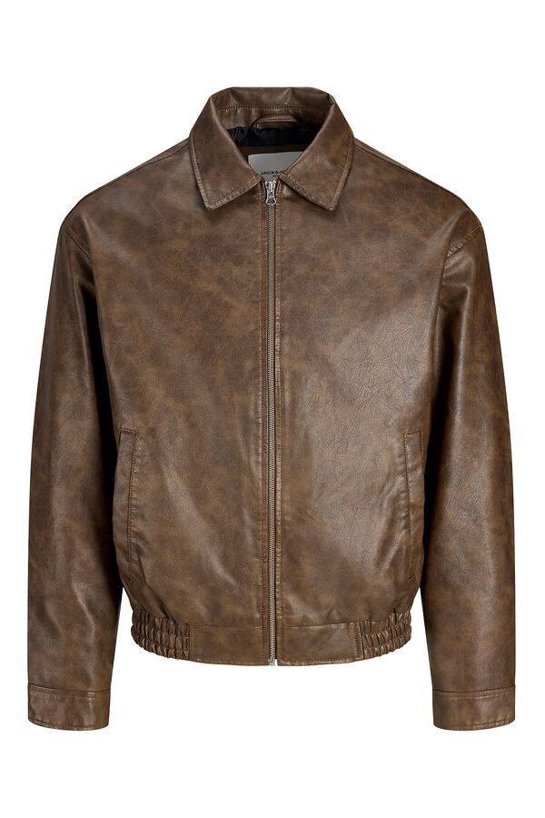 Jack & Jones Cazadora bomber polipiel marr&oacute;n