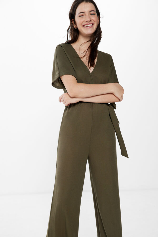 Springfield Long jumpsuit with crossover neckline green