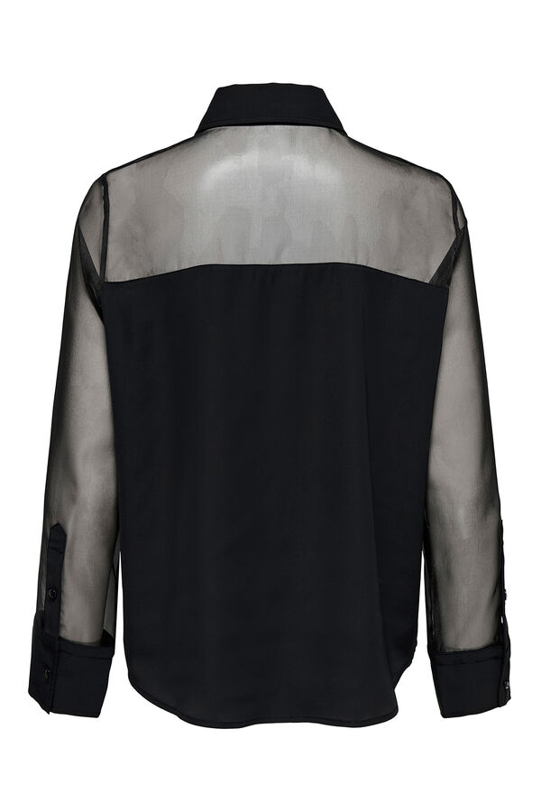 JDY Camisa manga larga transparente negro