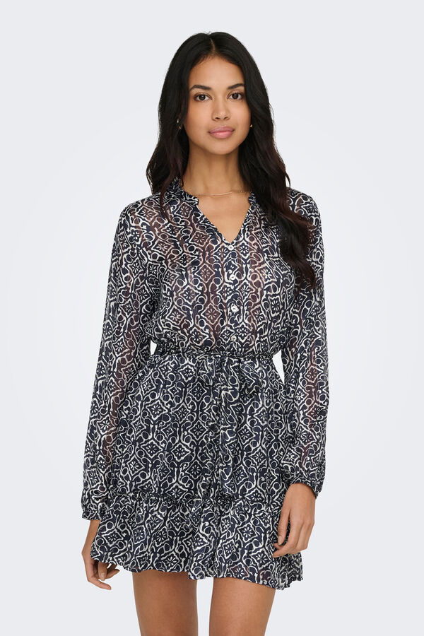 Only Short dress with lurex blue