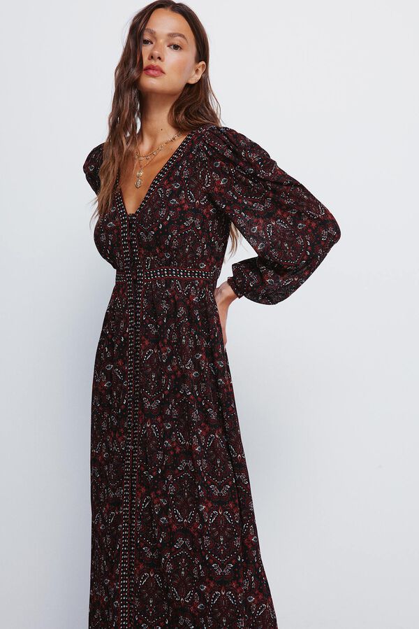 Springfield Vestido midi com bordas preto