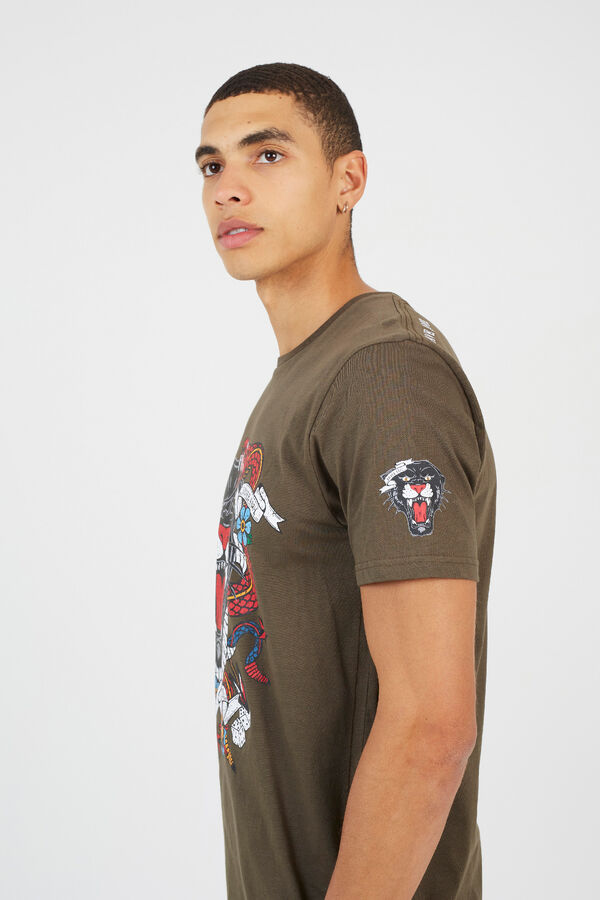 Brave Soul Camiseta manga corta estampada kaki