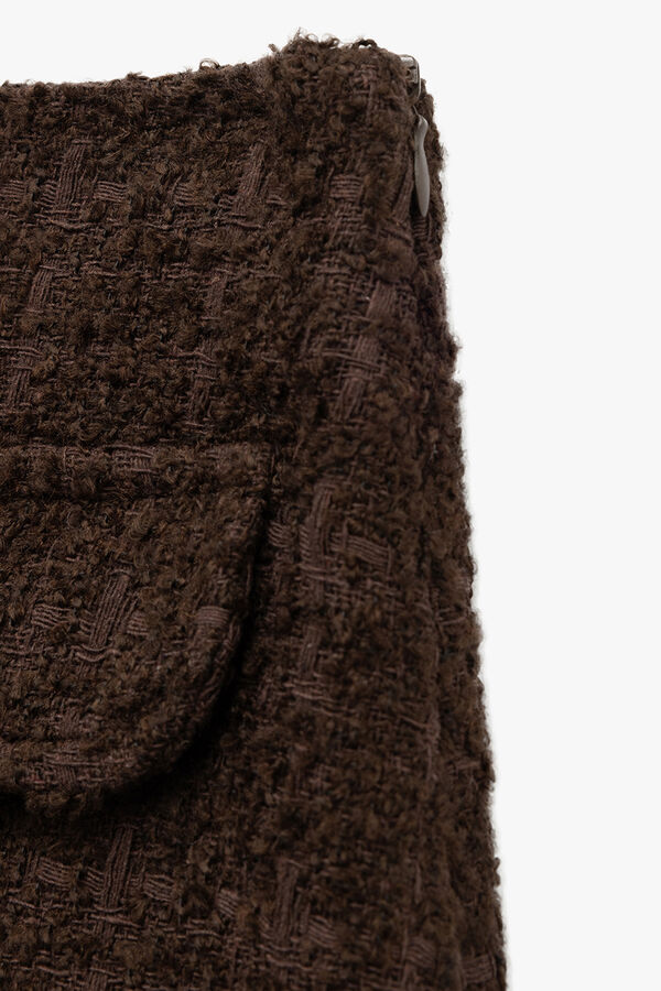 Koton Minifalda de tweed marr&oacute;n