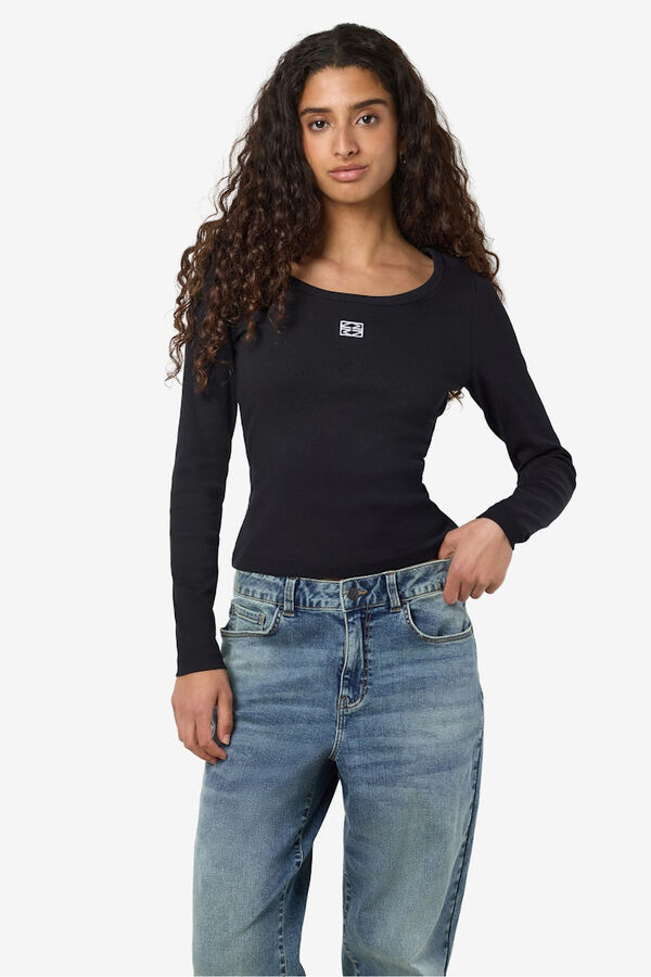 Noisy May basic long sleeve T-shirt Crna