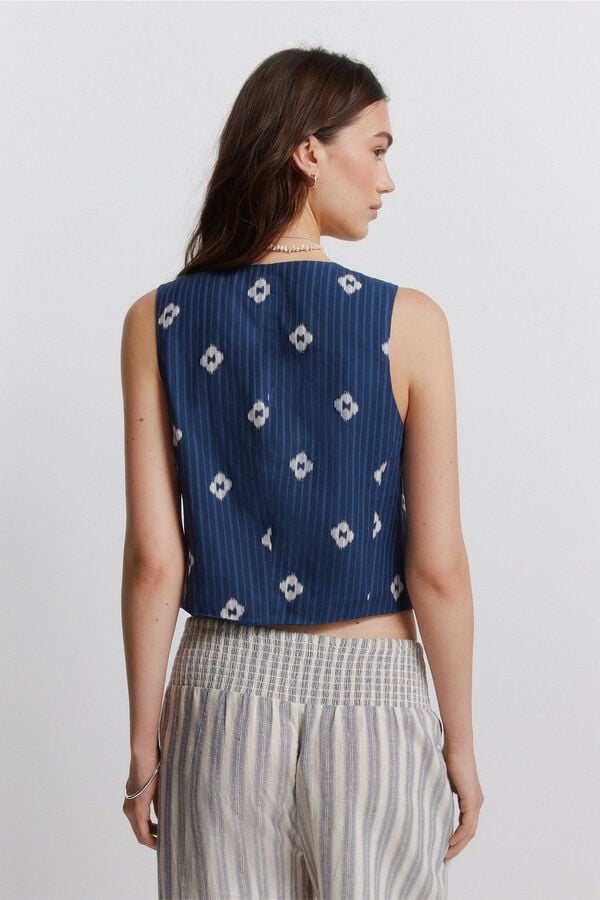 Springfield Printed tie gilet blue