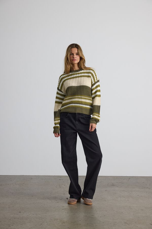 Noisy May Round neck knit jumper green
