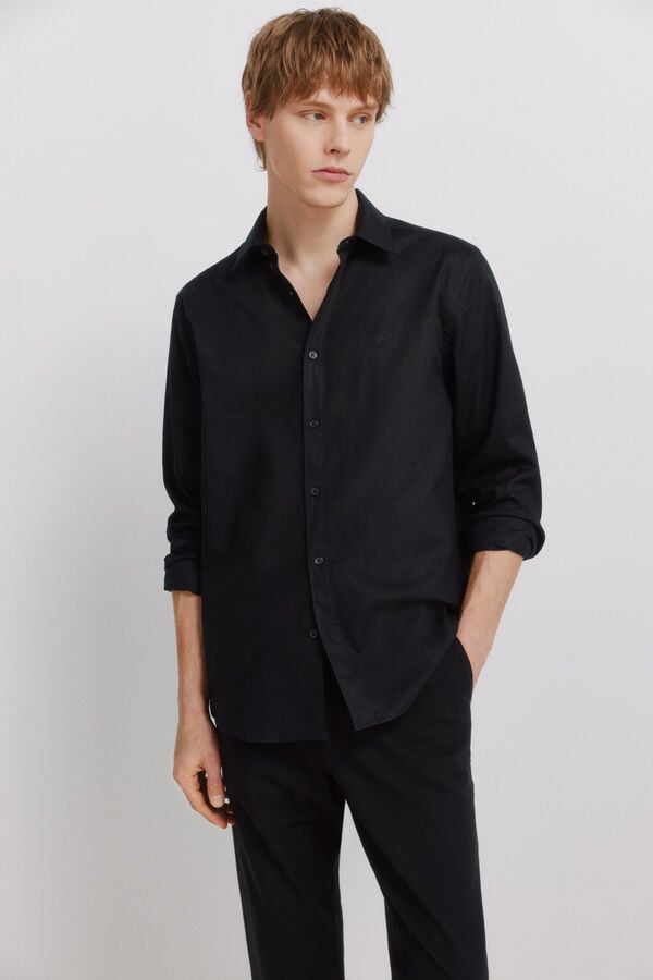 Springfield Linen comfort fit chinos black