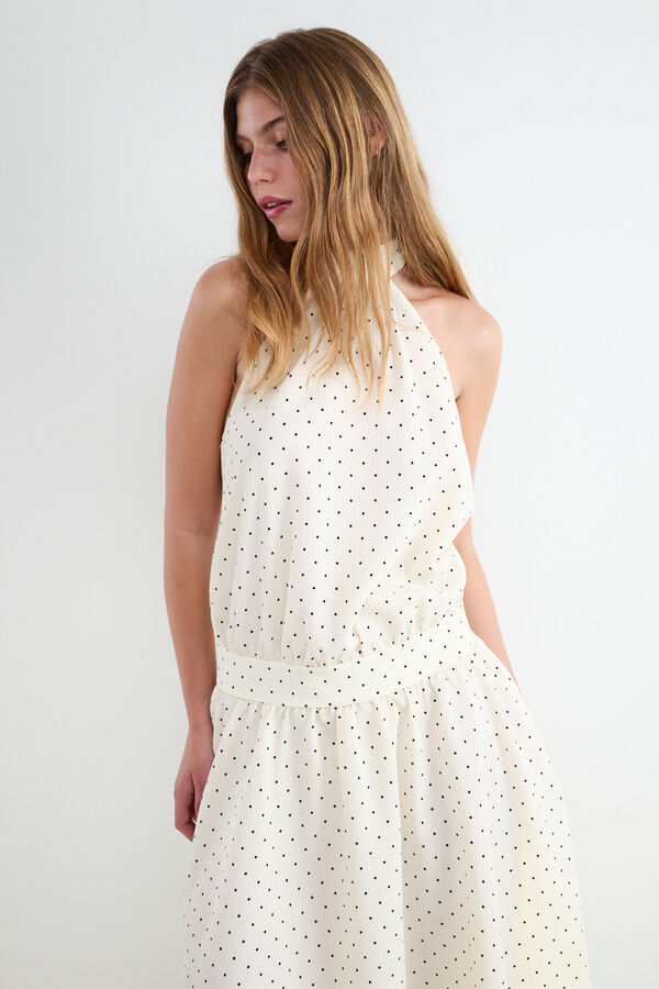 Balmohk Polka-dot halterneck midi dress white
