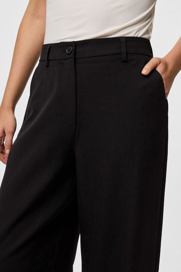 Pieces Wide long trousers black