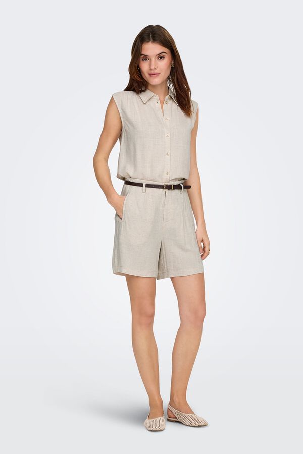 Only Bermuda de lino beige