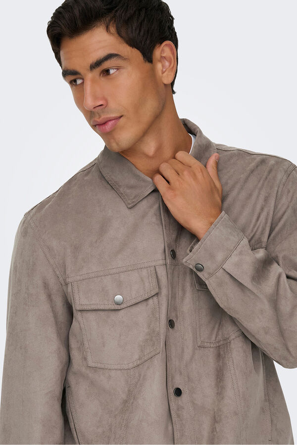Only & Sons Chaqueta antelina gris
