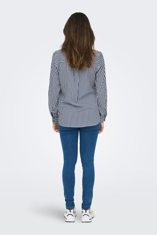 Only Striped shirt with front pockets blue
