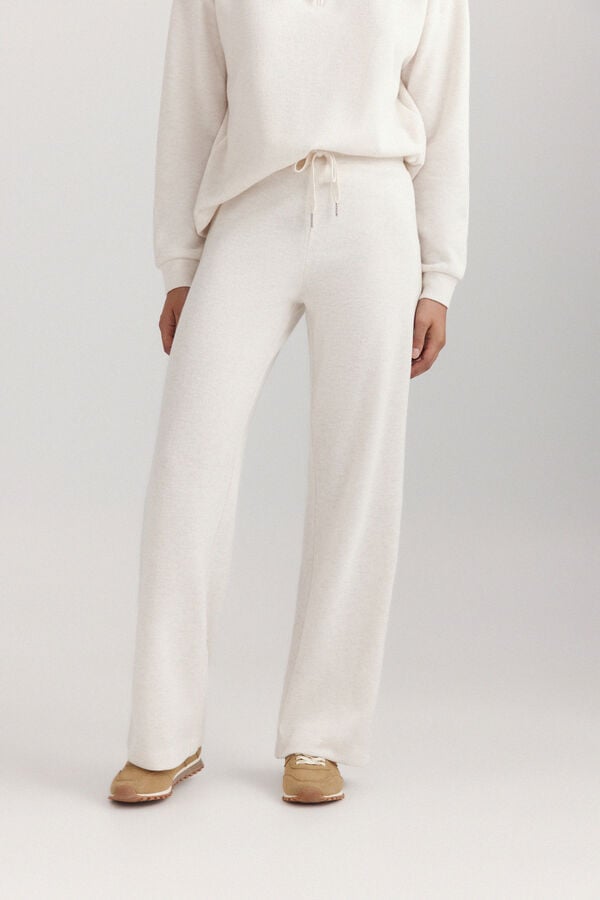 Springfield Soft sole wide leg sports trousers white