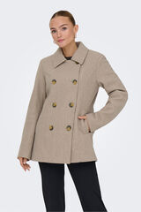 Only Sobretudo curto de pano cinzento