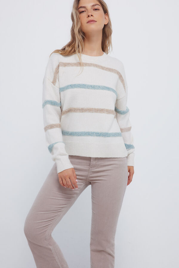 Springfield Calças flare de veludo cotelê cru