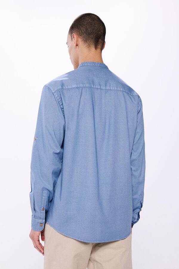 Springfield Mao poplin shirt steel blue