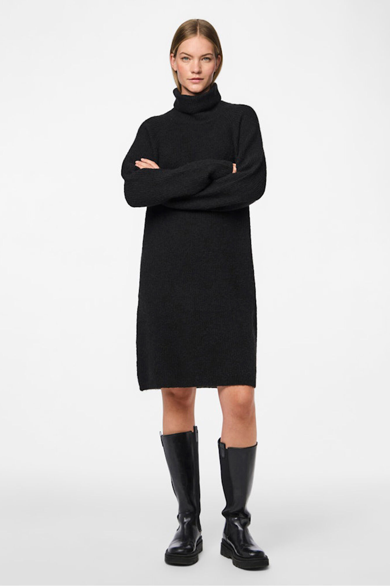 Pieces Vestido punto cuello vuelto