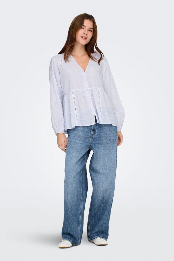 Only long sleeve striped blouse  white