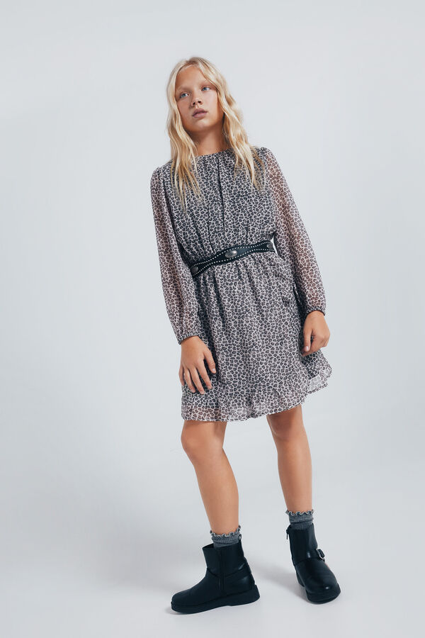 Springfield Kids Vestido estampado animal para meninas castanho