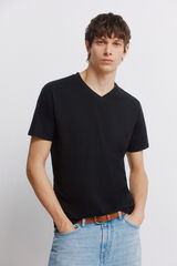 Springfield T-shirt gola em bico slim fit em lycra preto