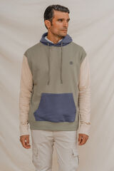 Celopman Sudadera canguro tricolor verde