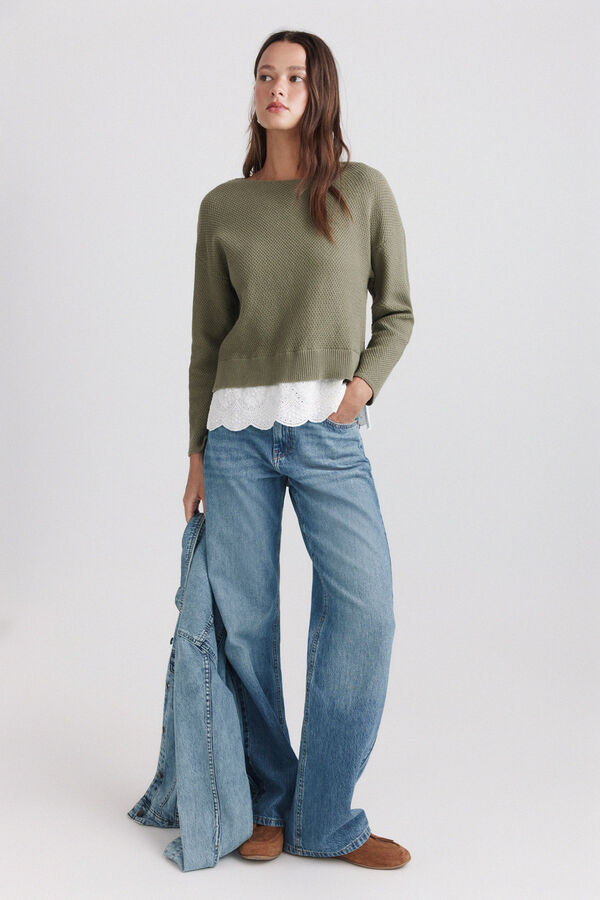 Springfield Lace knit jumper beige