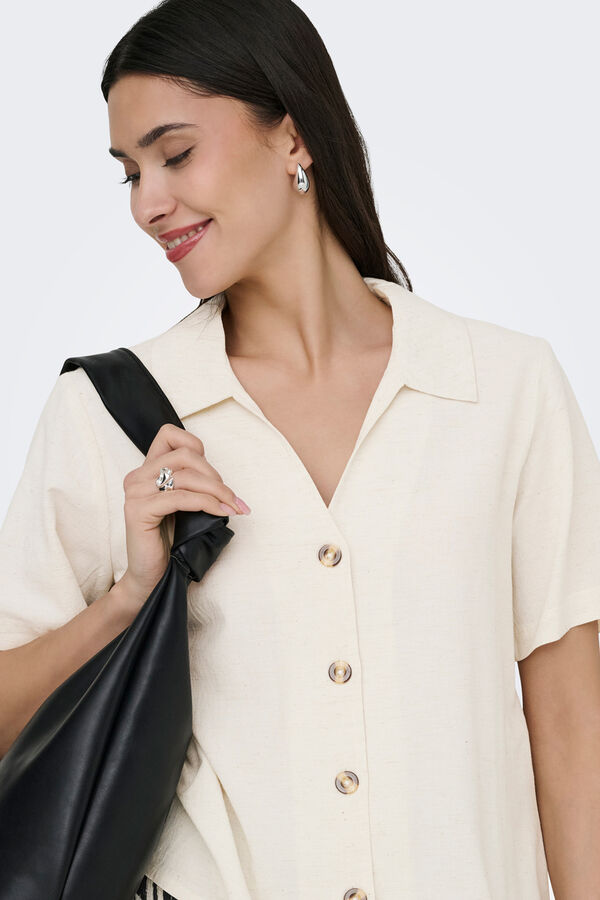 JDY Camisa manga corta lino gris