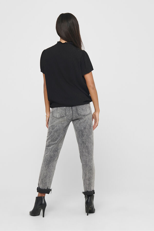 JDY Blusa manga corta plumeti negro