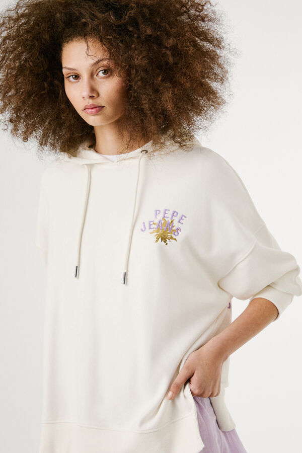 Pepe Jeans Sudadera de manga larga con capucha con logo bordado y dibujo en la parte trasera amarillo