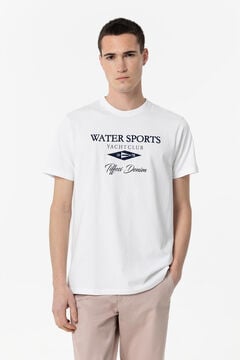 Springfield Camiseta con Estampado y Bordado Frontal blanco