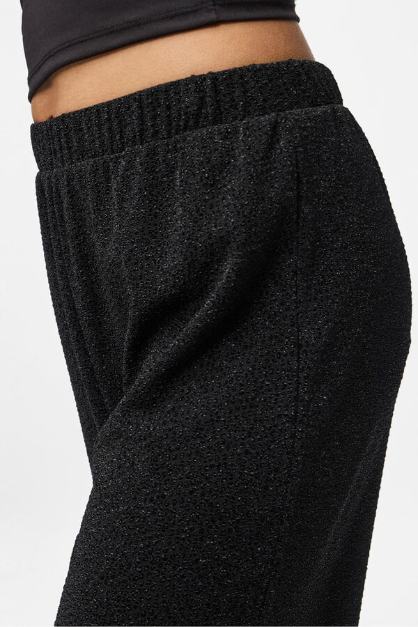 Pieces Lurex wide trousers black