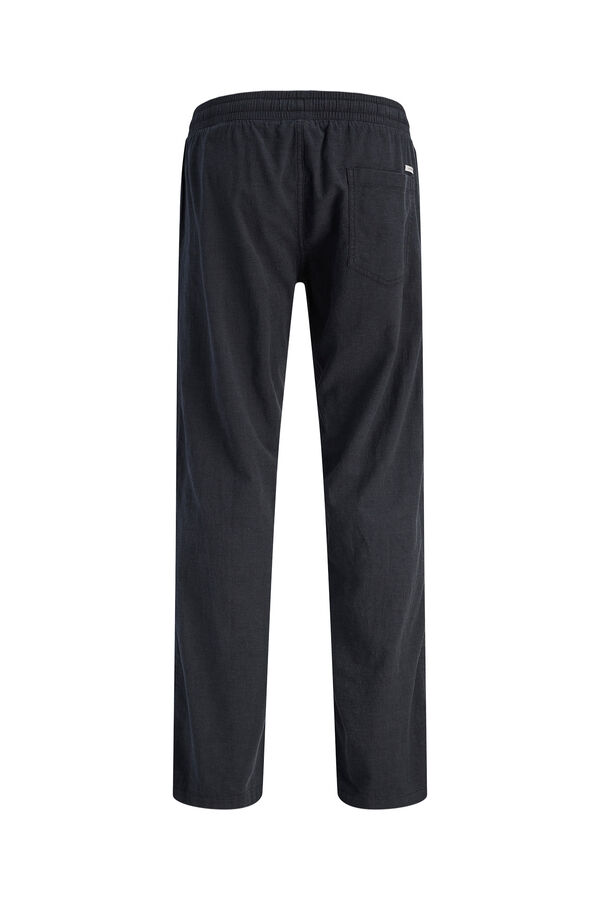 JJ REBEL Linen regular fit jogger trousers black