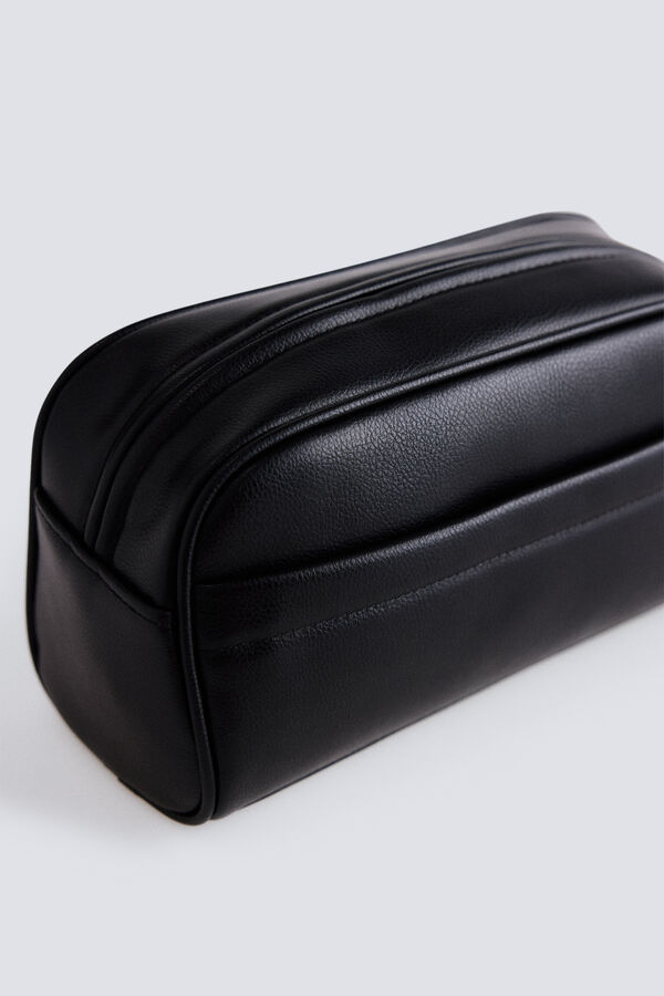Springfield Trousse de toilette casual effet cuir noire noir