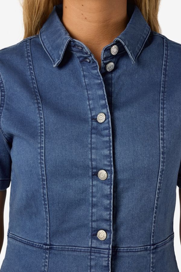 Noisy May Denim short sleeve collared button-front dress blue