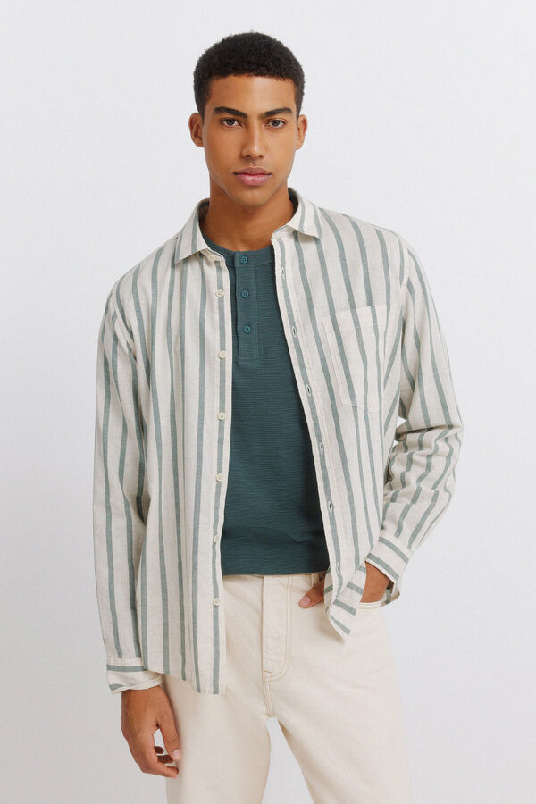 Springfield Striped linen shirt blue