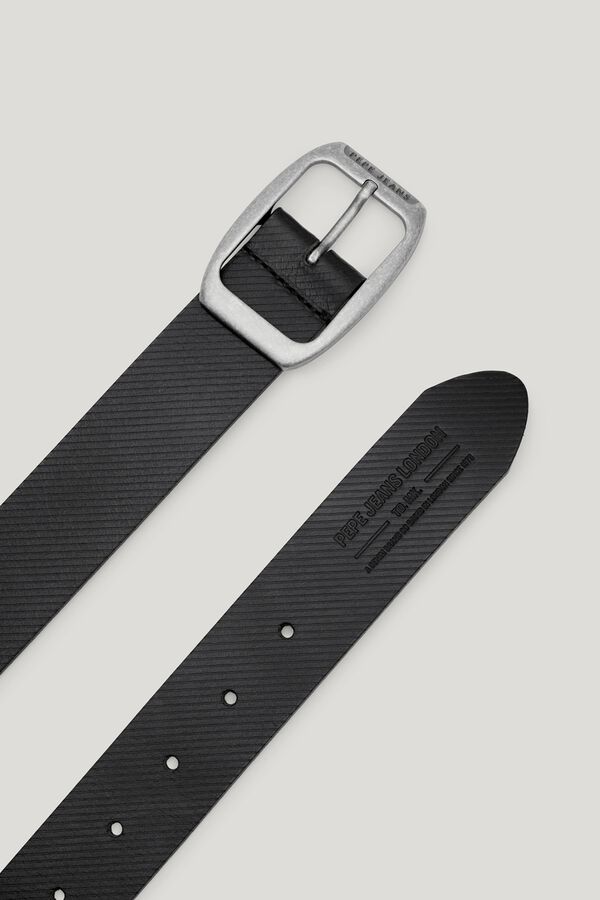 Pepe Jeans Cinto de pele texturizada preto