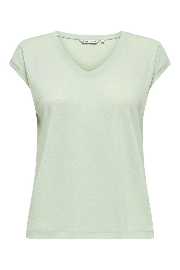 Only Lurex short sleeve T-shirt beige