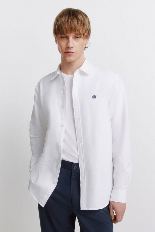 Springfield Oxford shirt with elbow patches white