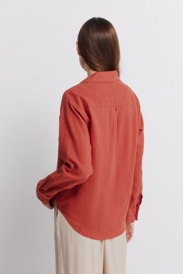 Springfield Linen V-neck shirt red