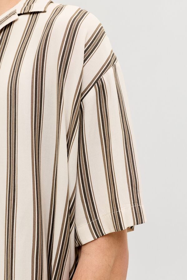 Jack & Jones Striped viscose relaxed shirt grey