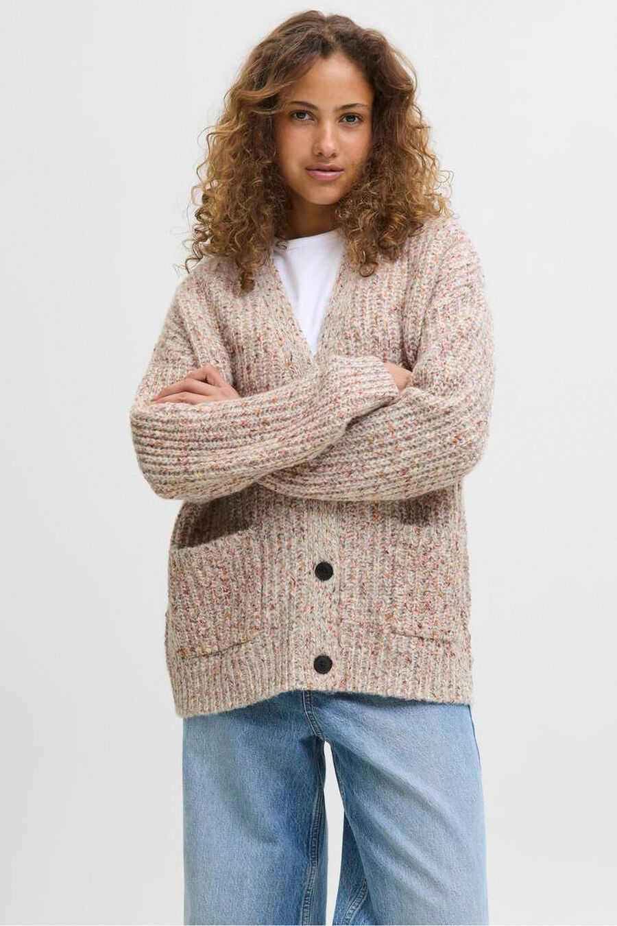 Cárdigan jaspeado multicolor