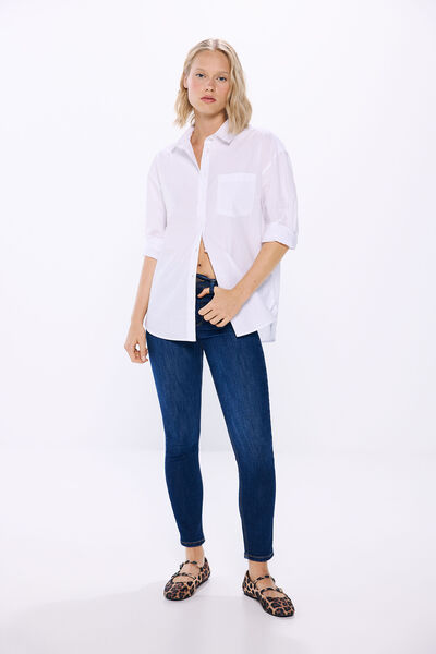 Springfield Jeans slim cropped azul medio